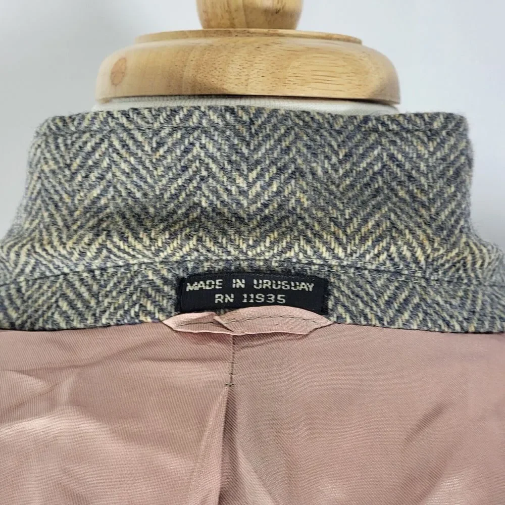 VTG Austin Manor Men's Tweed Sport Coat Blazer Two Button Gray‎ Herringbone 46L